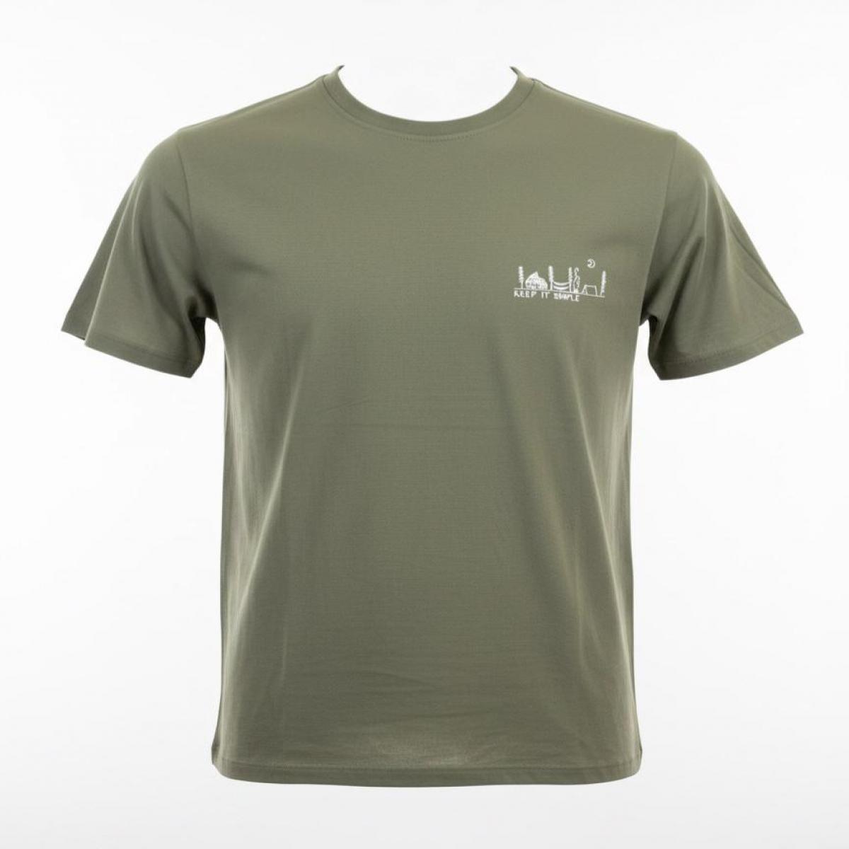 ‏تیشرت پنبه یقه گرد کد cm21 مدل keep it زیتونی - t-shirt